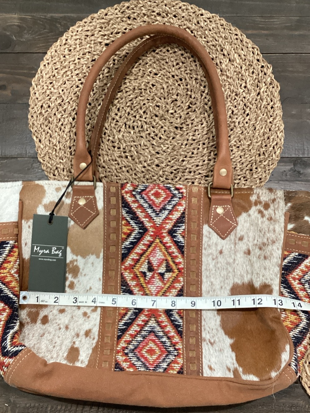 Myra Bag Cowhide & Aztec Tote in Brown - Picture 4 of 8